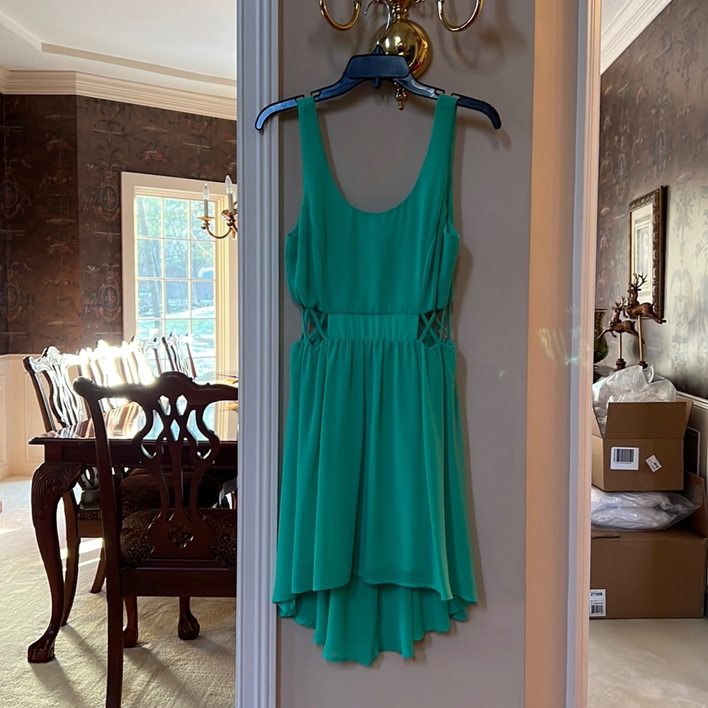 Teal Dress with Cross Sides